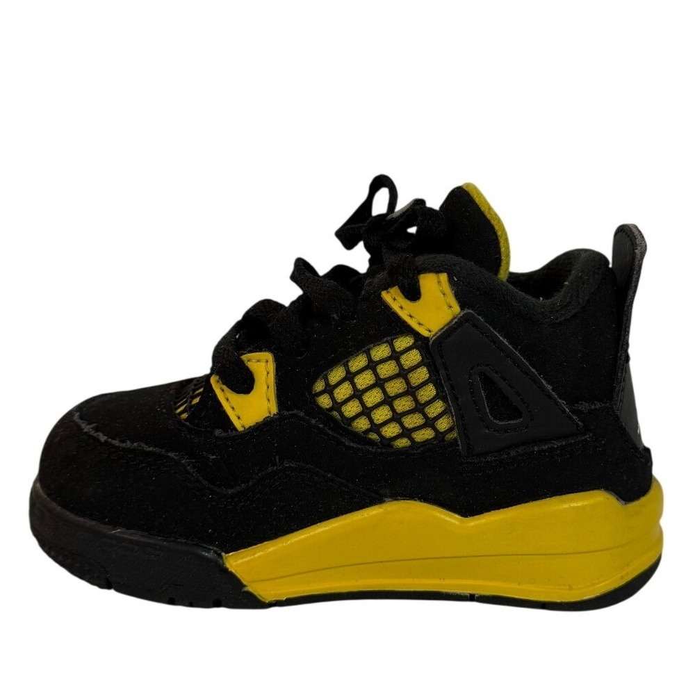 Jordan 4 Retro Thunder Black Yellow Toddler Sneakers 5C NWOB